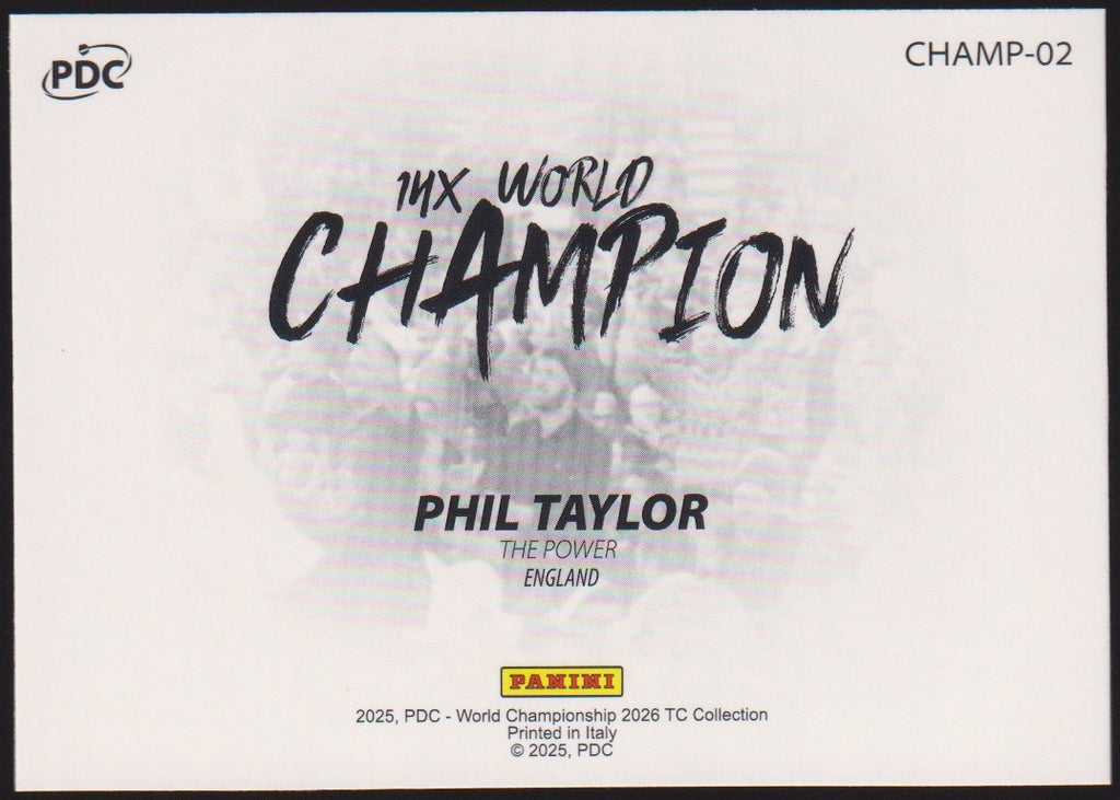Panini PDC World Championship 2026 Phil Taylor Refractor Parallel – Bild 2