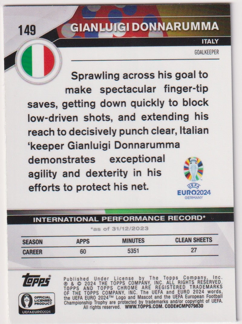 Topps Chrome UEFA Euro 2024 2023-24 Gianluigi Donnarumma Italien Parallel – Bild 2