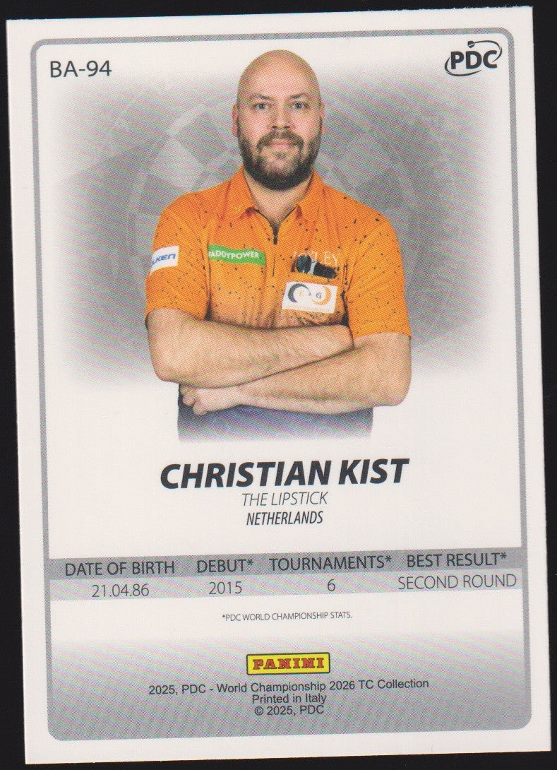 Panini PDC World Championship 2026 Christian Kist Refractor Parallel – Bild 2