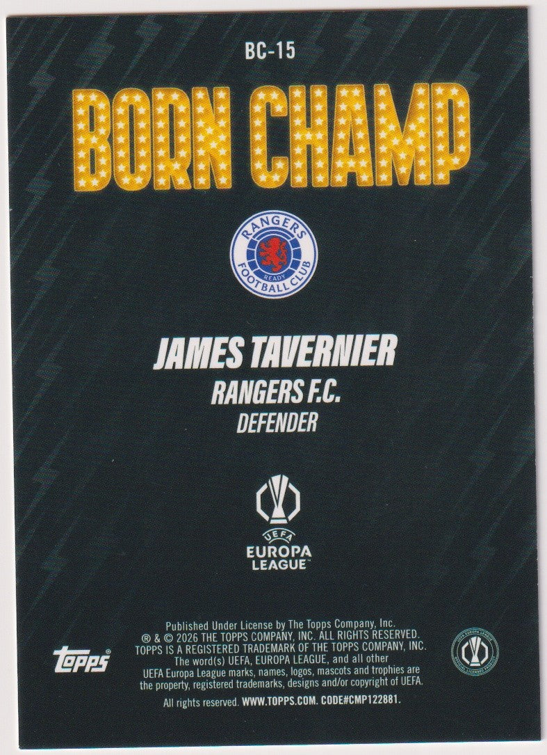 Topps Born 2025-26 James Tavernier Rangers F.C. UEFA Europa League Parallel – Bild 2