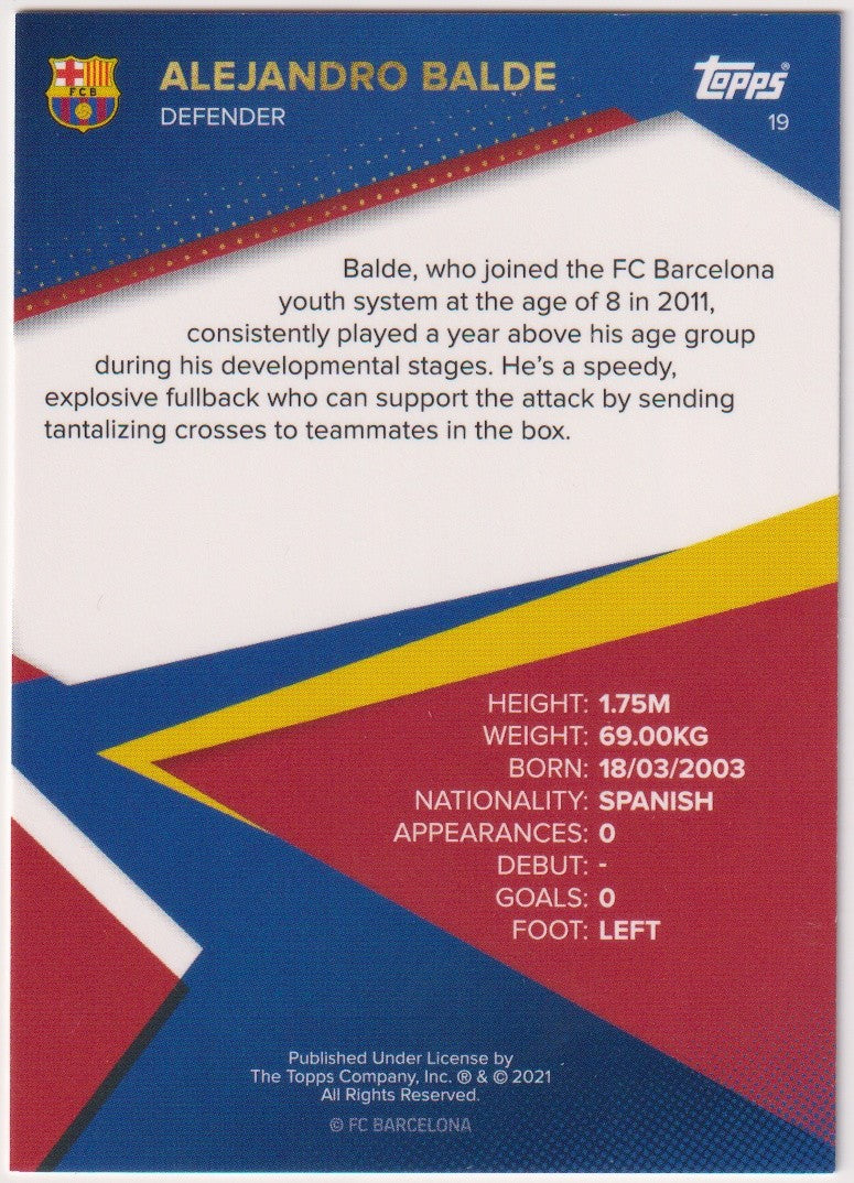 Topps 2021-22 Alejandro Balde Rookie FC Barcelona Parallel Rare – Bild 2
