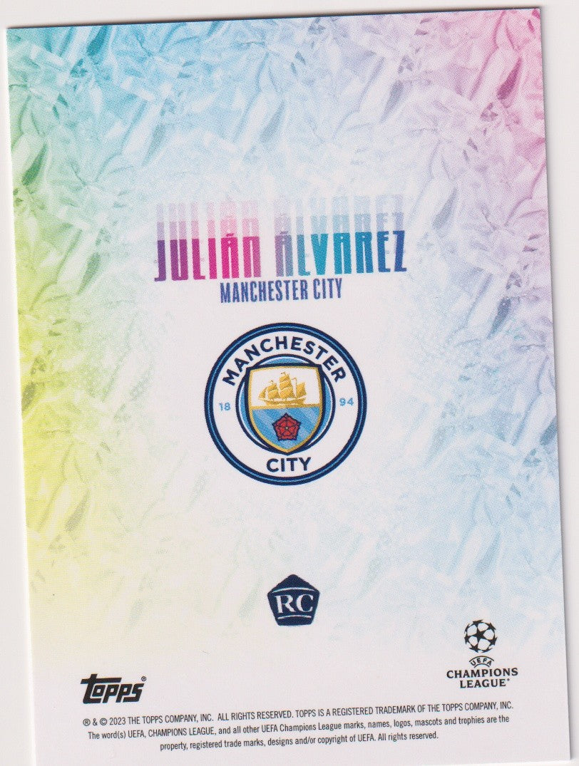 Topps Champions League Julian Álvarez Rookie Manchester City Blue Parallel Rare – Bild 2