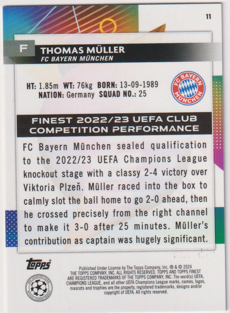 Topps Finest 2022-23 Thomas Müller Bayern München 2022/23 UEFA Club – Bild 2