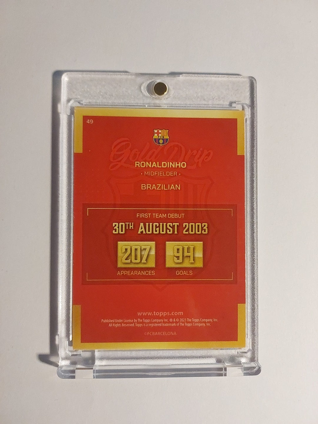Topps Barcelona 2022-23 Ronaldinho Brasilien Parallel Ultra Rare Gold Hit – Bild 2