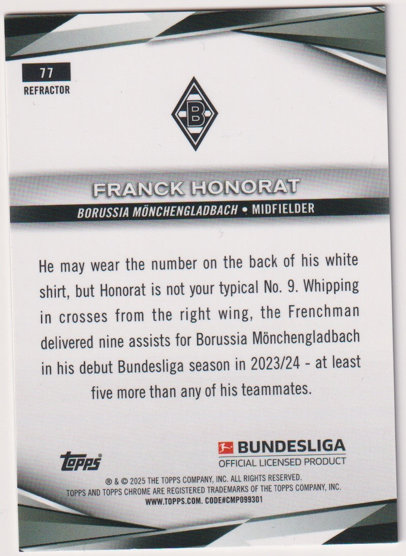 Topps Chrome 2023-24 Franck Honorat Borussia Mönchengladbach Parallel Refractor – Bild 2