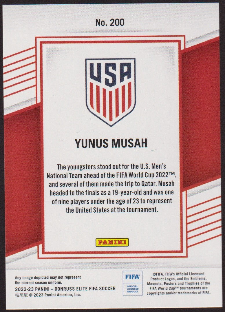 Panini Elite 2022-23 Yunus Musah United States Donruss FIFA Soccer Parallel Rare – Bild 2