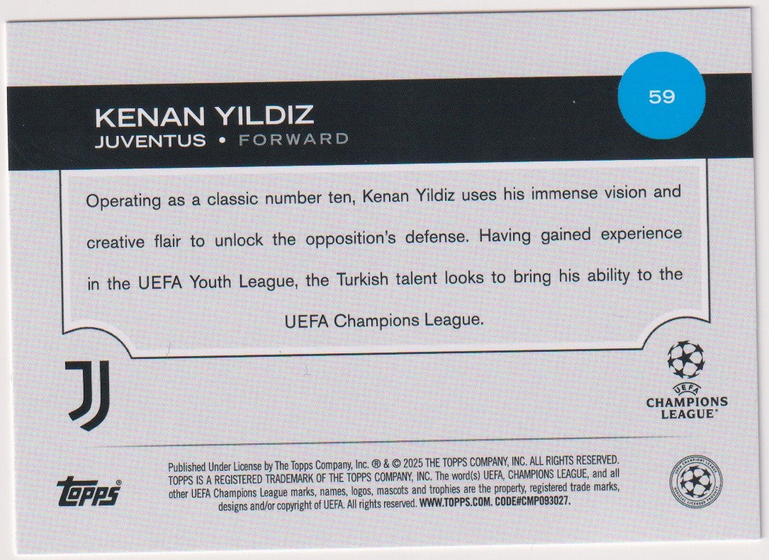 Topps Future Stars 2025-26 Kenan Yildiz Rookie Juventus All-Star Rookie Parallel – Bild 2