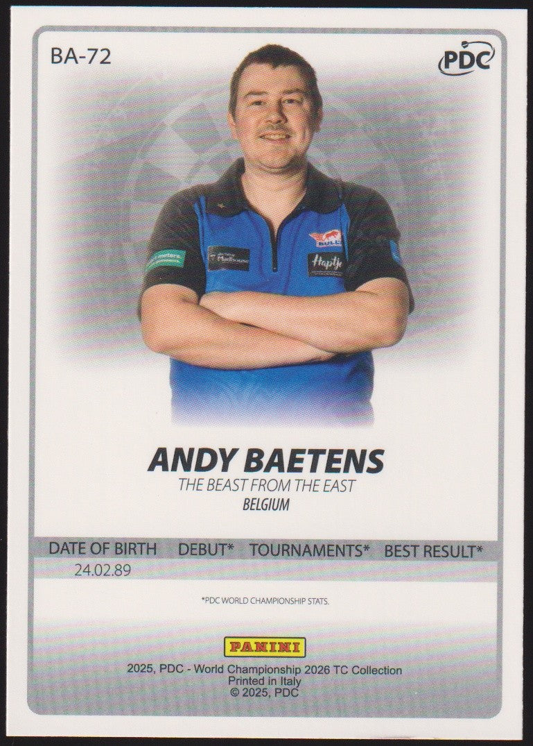 Panini PDC World Championship 2026 Andy Baetens Refractor Parallel – Bild 2