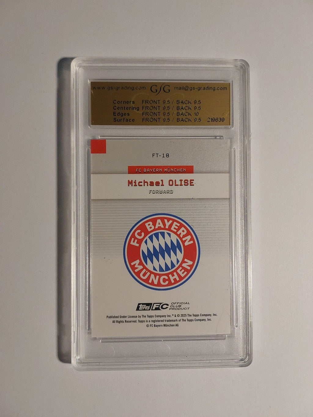 Topps Bayern München Team Set 2025-26 Michael Olise Parallel 10/25 GSG 9.5 = PSA – Bild 2
