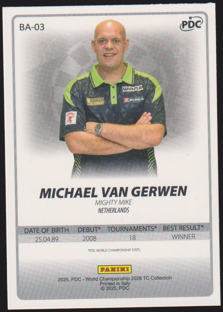 Panini PDC World Championship 2026 Michael Van Gerwen Refractor Parallel – Bild 2