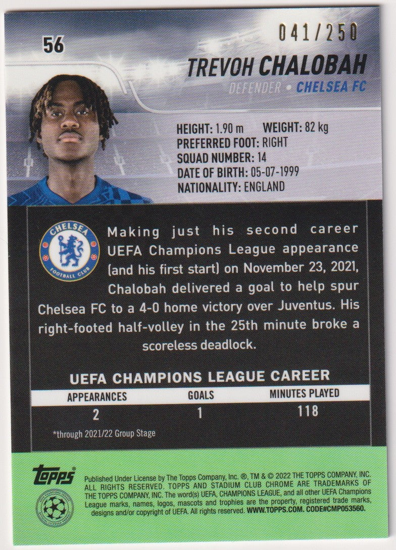 Topps Stadium Club Chrome 2022-23 Trevoh Chalobah Rookie Chelsea FC Parallel – Bild 2