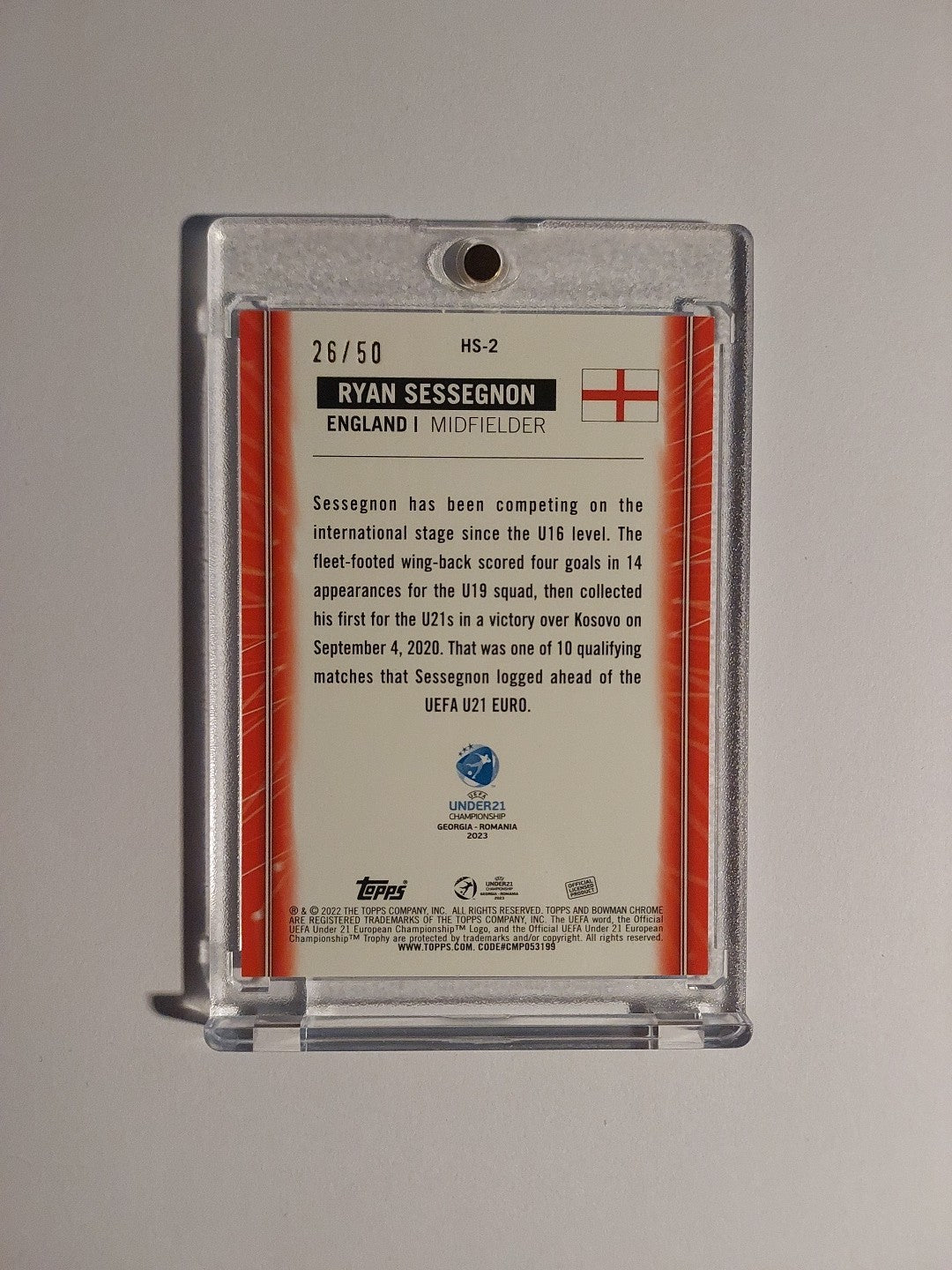 Topps Bowman U21 2022-23 Ryan Sessegnon England Parallel 26/50 Refractor Rare – Bild 2