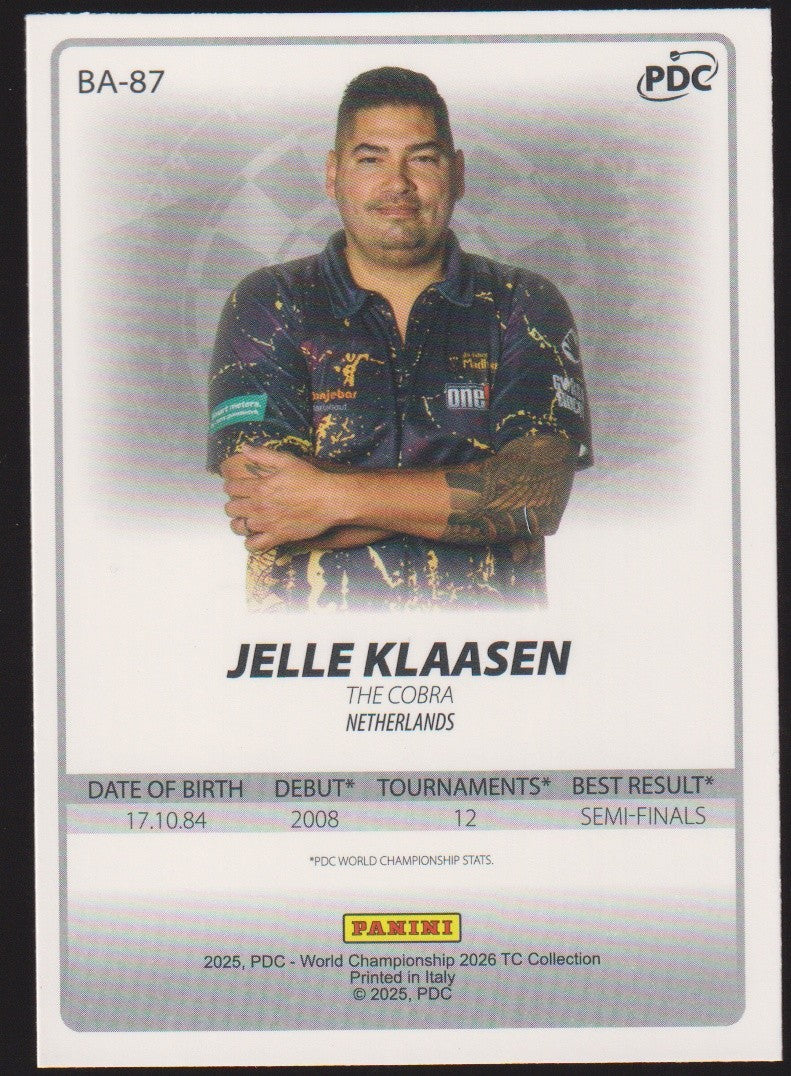 Panini PDC World Jelle Klaasen & The Cobra Netherlands Refractor Parallel – Bild 2