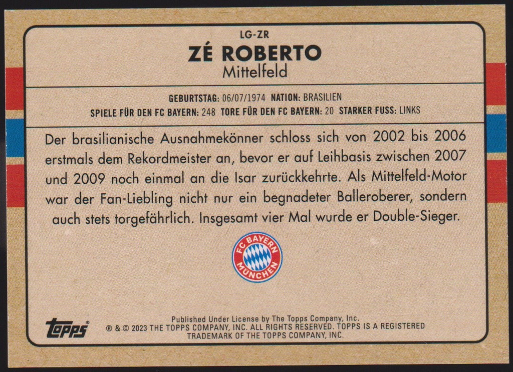 Topps Bayern München 2022-23 Ze Roberto Legend Parallel Refractor – Bild 2