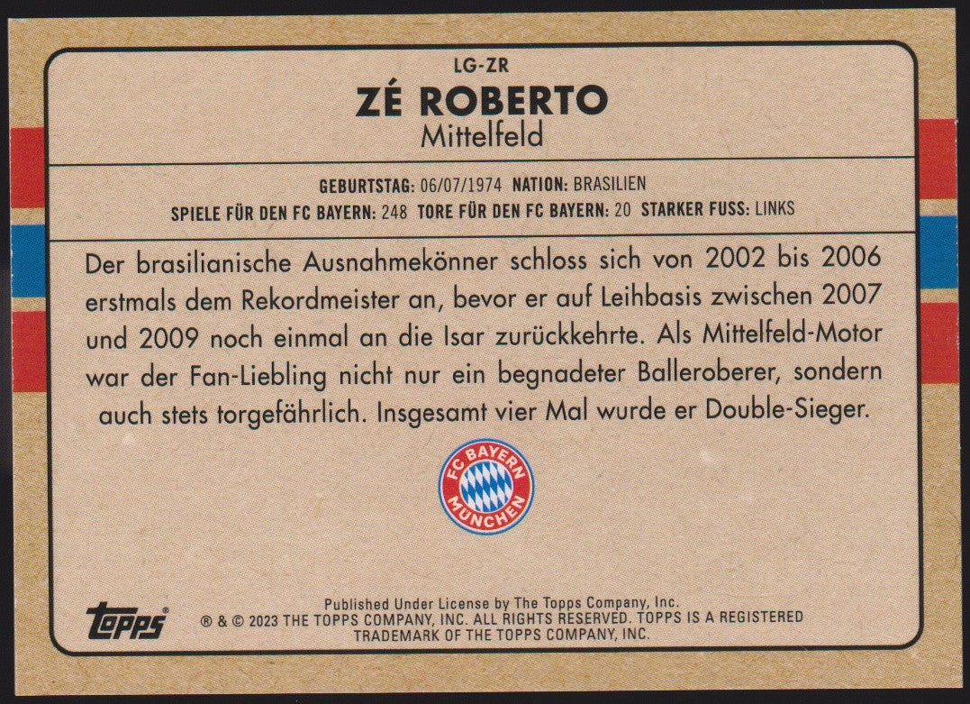 Topps Bayern München 2022-23 Ze Roberto Legend Parallel Refractor – Bild 2