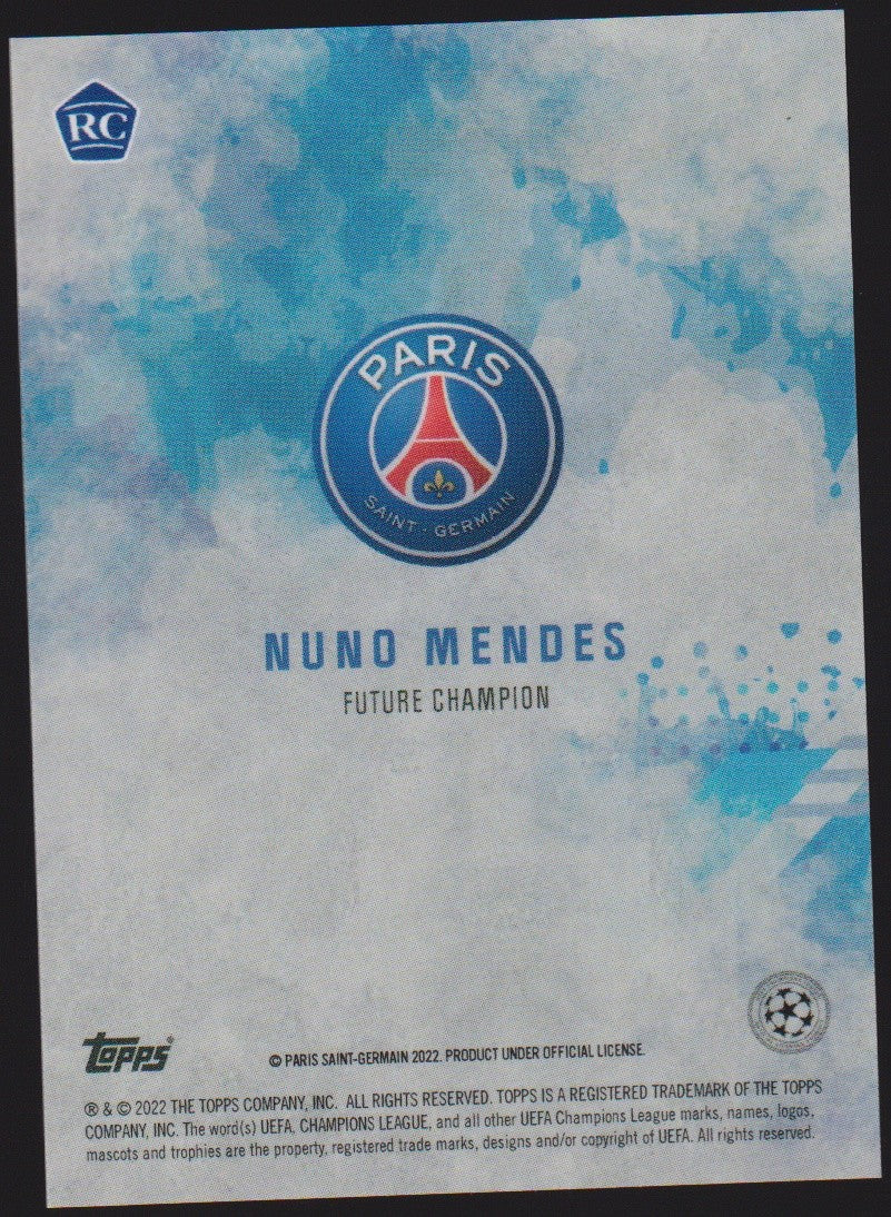 Topps RC 2021-22 Nuno Mendes Rookie Paris Saint-Germain Future Champion Parallel – Bild 2