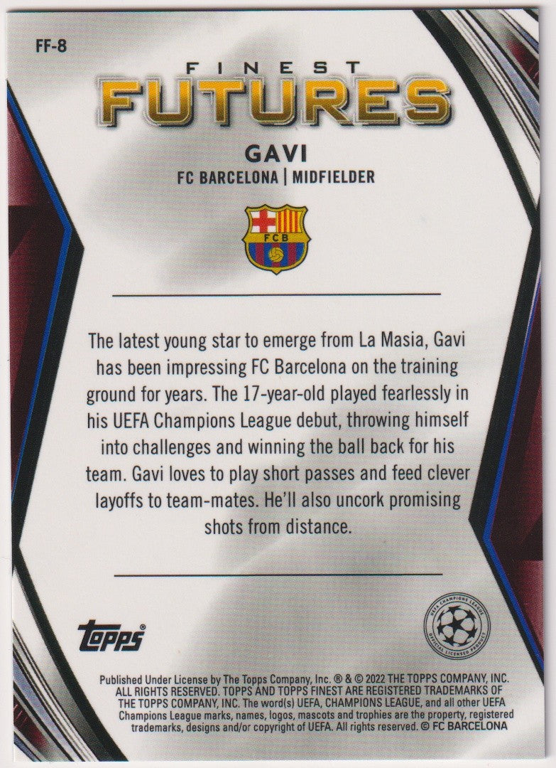 Topps Finest 2021-22 Gavi Rookie FC Barcelona UEFA Champions League Parallel – Bild 2