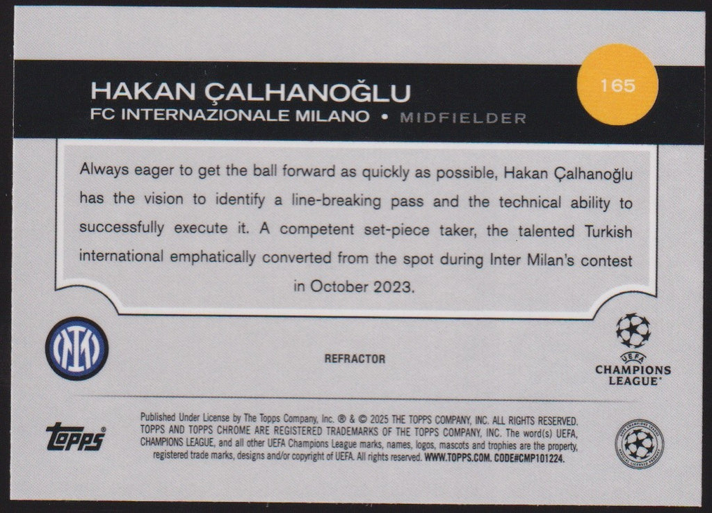 Topps Chrome 2024-25 Hakan Calhanoğlu FC Internazionale Milano Parallel – Bild 2