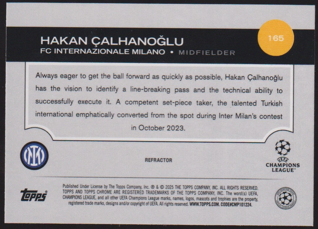Topps Chrome 2024-25 Hakan Calhanoğlu FC Internazionale Milano Parallel – Bild 2