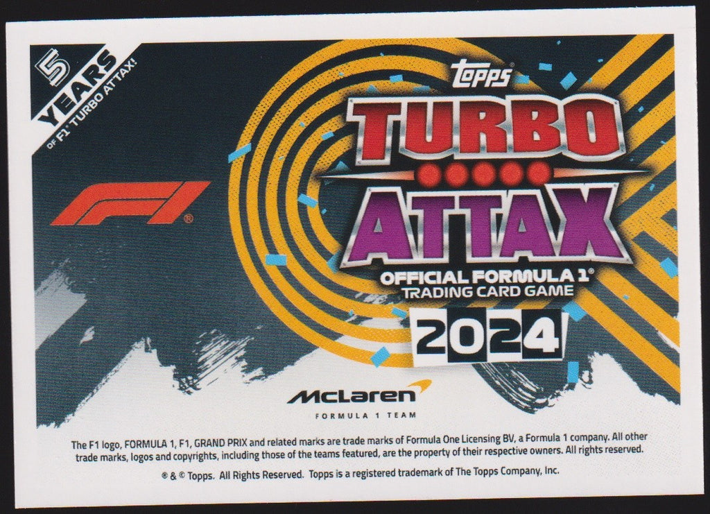 Topps Turbo Attax 2024 Formula 1 McLaren 5 Years of F1 Turbo Attack! Parallel – Bild 2