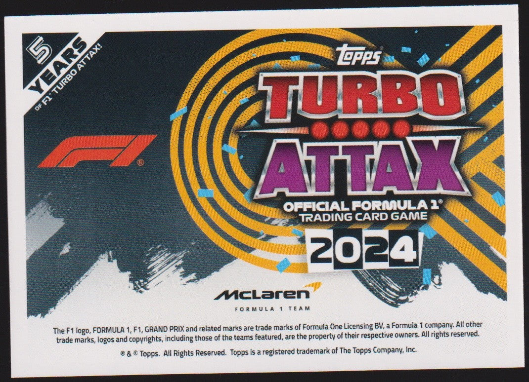 Topps Turbo Attax 2024 Formula 1 McLaren 5 Years of F1 Turbo Attack! Parallel – Bild 2