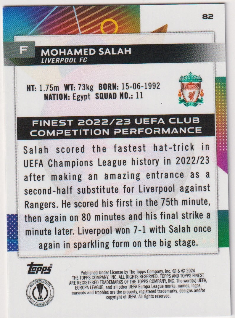 Topps Finest 2022-23 Mohamed Salah Liverpool FC Parallel 158/299 Rare – Bild 2