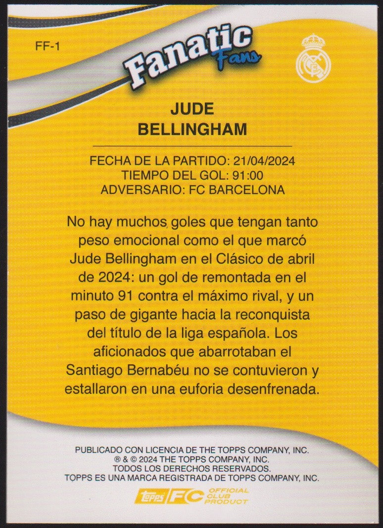 Topps Fanatic Fans 2023-24 Jude Bellingham Real Madrid C.F. Parallel Rare – Bild 2