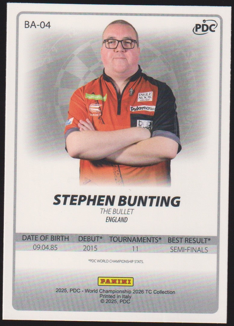 Panini PDC World Championship 2026 Stephen Bunting Refractor Parallel – Bild 2