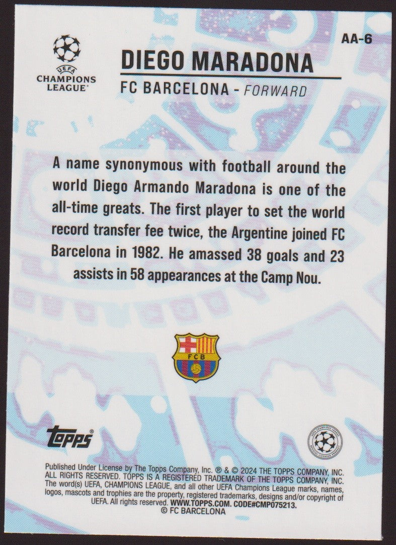 Topps 2023-24 Diego Armando Maradona FC Barcelona Ageless Parallel Refractor – Bild 2