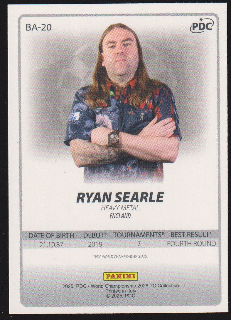 Panini PDC World Championship 2026 Ryan Searle "Heavy Metal" Refractor Parallel – Bild 2