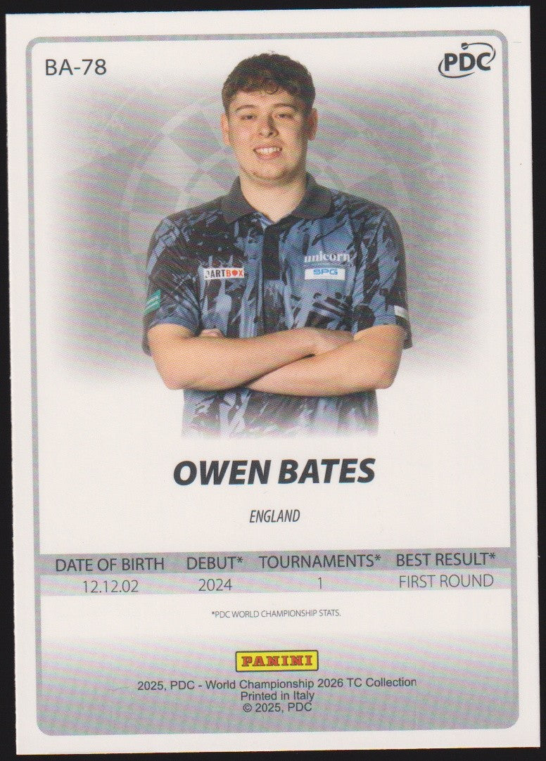 Panini PDC World Championship 2026 Owen Bates Refractor Parallel – Bild 2