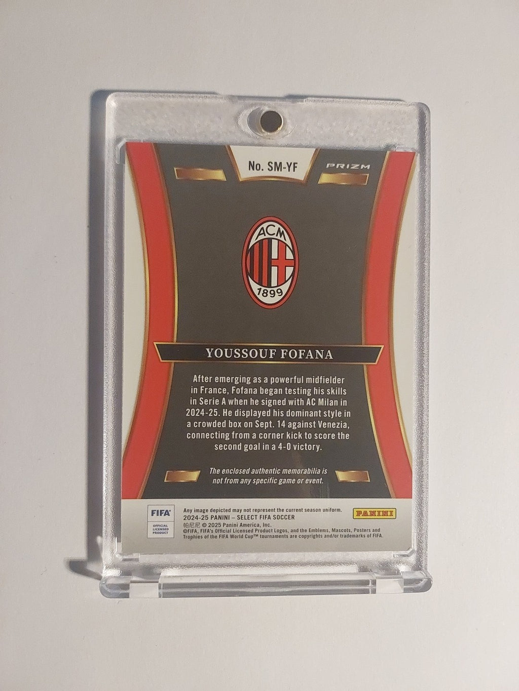 Panini Select Fifa 2024-25 Youssouf Fofana AC Mailand Patch Relic Refractor – Bild 2