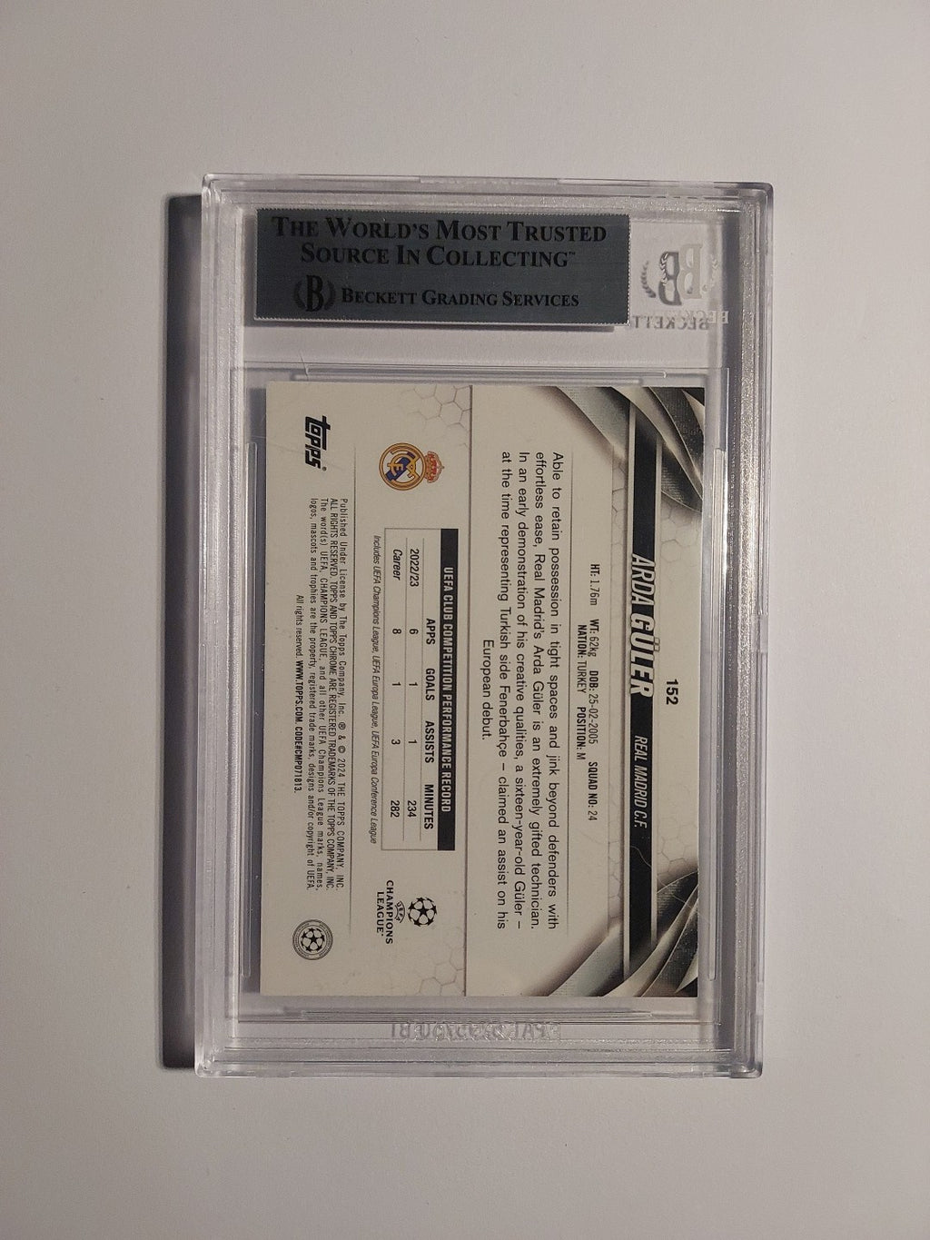 Topps UCC Chrome 2023-24 Arda Güler Real Madrid Türkei All Star Rookie BGS 9 PSA – Bild 2