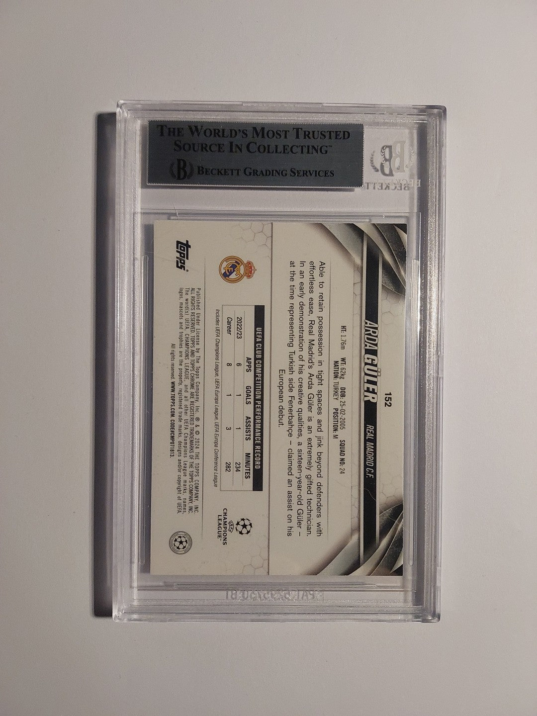 Topps UCC Chrome 2023-24 Arda Güler Real Madrid Türkei All Star Rookie BGS 9 PSA – Bild 2