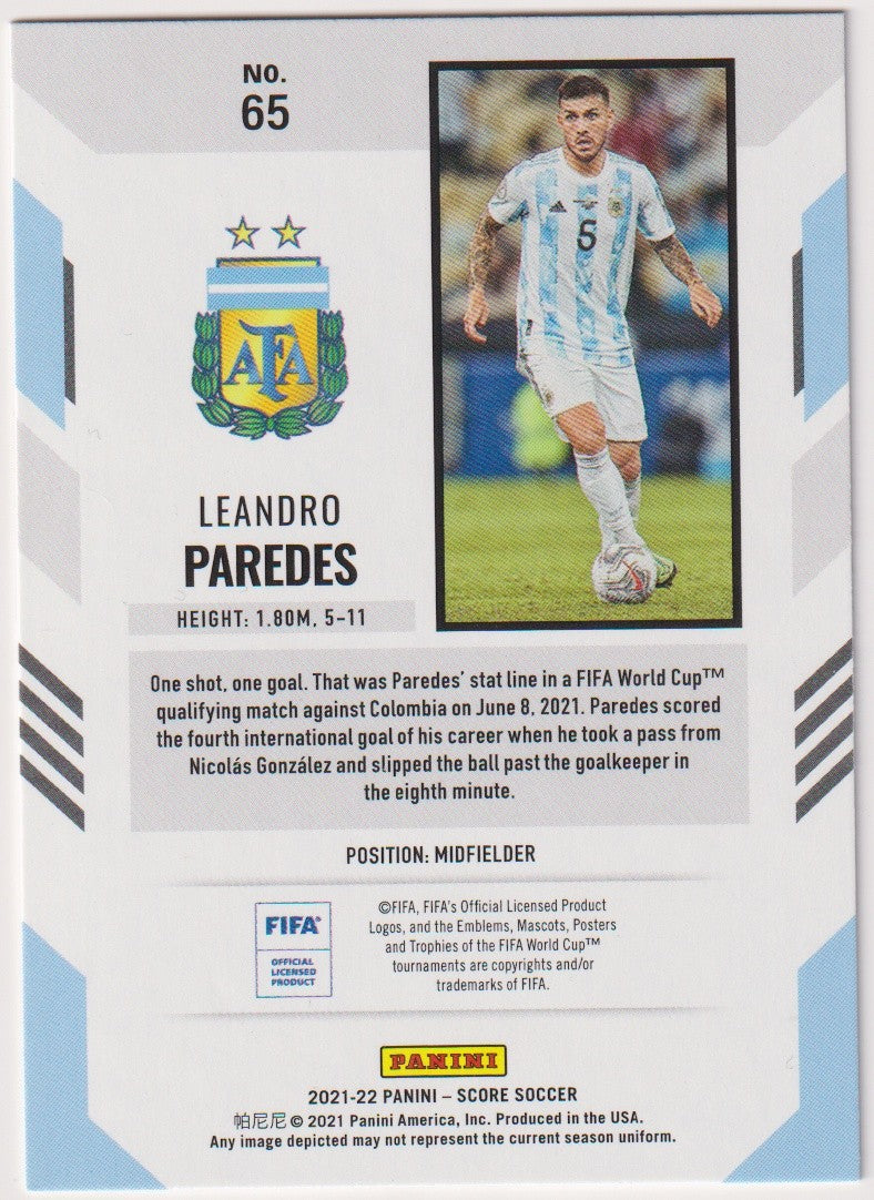 Panini 2021-22 Panini - Score Soccer 2021-22 Leandro Paredes Argentina Parallel – Bild 2