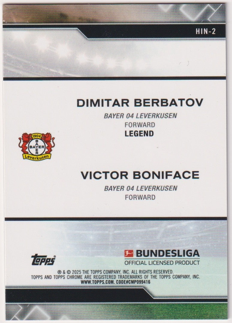 Topps 2024-25 Berbatov & Boniface Bayer Leverkusen Parallel Refractor – Bild 2