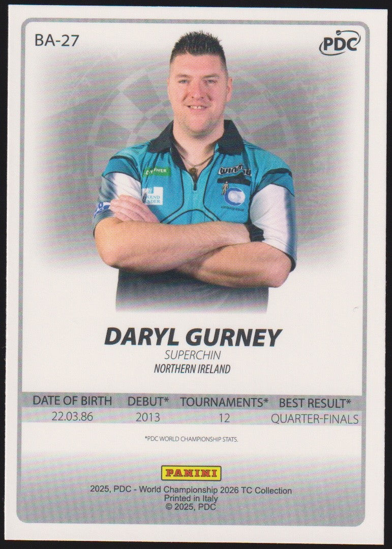 Panini PDC World Championship 2026 Daryl Gurney "Superchin" Refractor Parallel – Bild 2