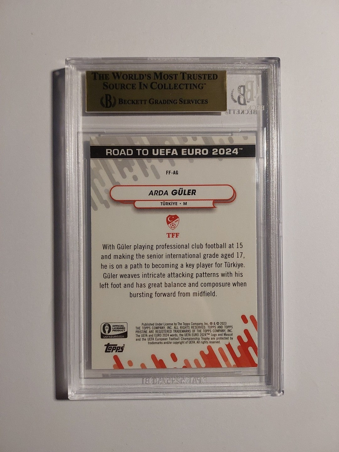 Topps Pristine Euro 2024 Arda Guler Türkiye Real Madrid Rookie BGS 9.5 PSA POP 1 – Bild 2