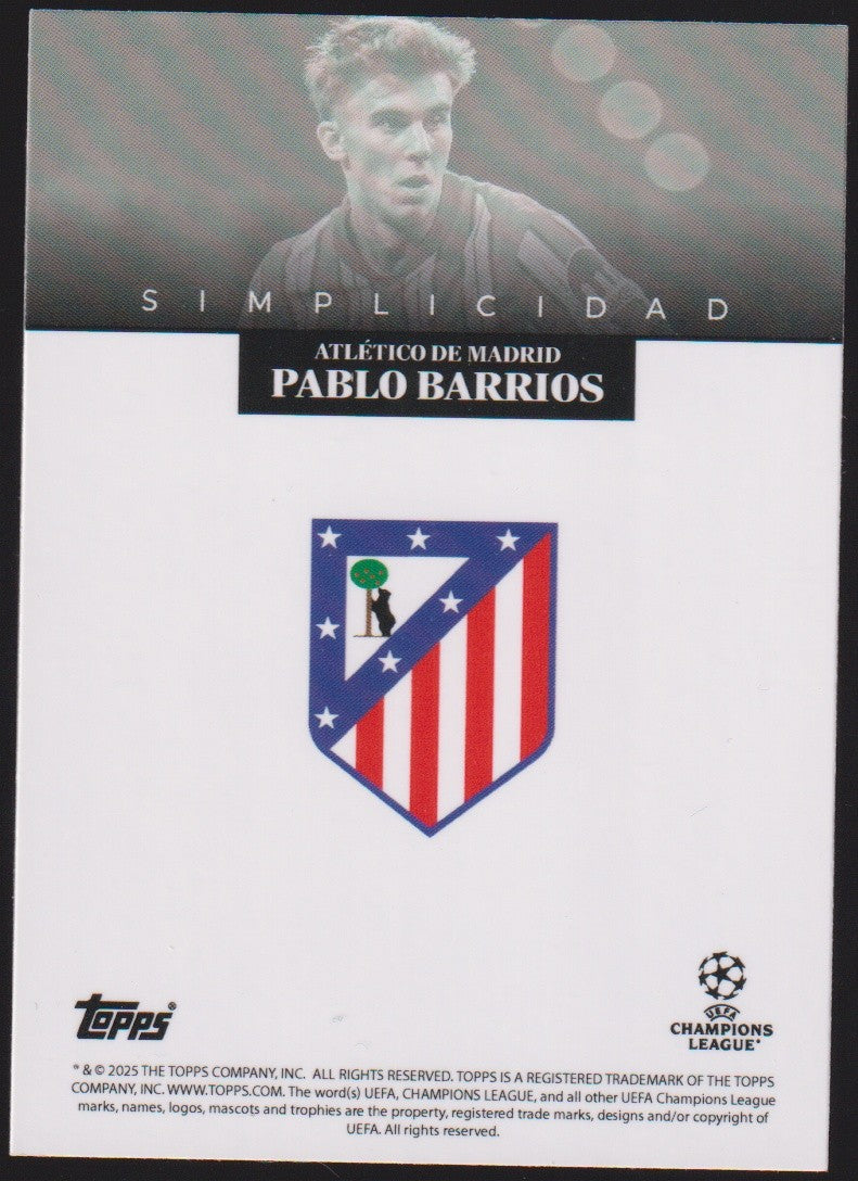 Topps Champions League 2024-25 Pablo Barrios Atlético de Madrid Parallel – Bild 2
