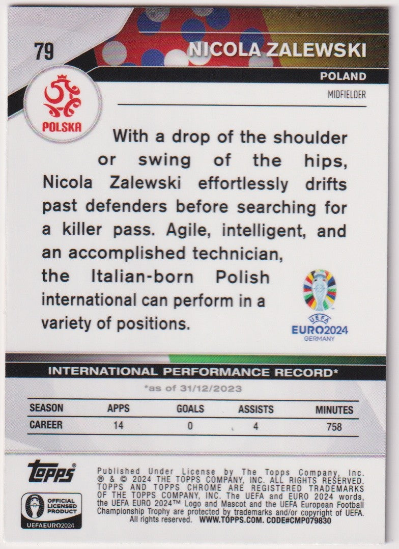Topps Chrome 2023-24 Nicola Zalewski Poland Parallel Rare – Bild 2
