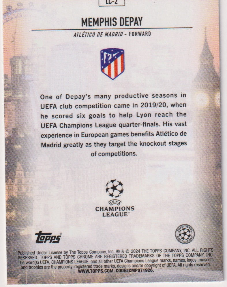Topps Chrome 2024-25 Memphis Depay Atlético de Madrid Parallel Rare – Bild 2