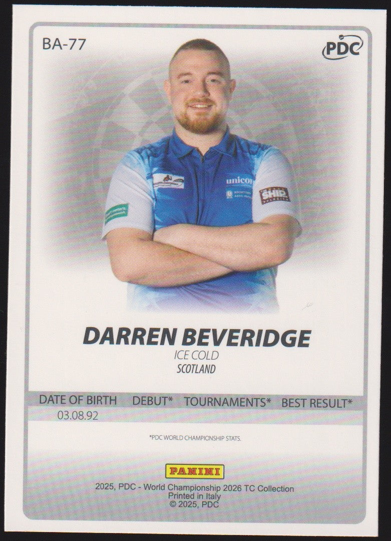 Panini PDC World Championship 2026 Darren Beveridge Refractor Parallel – Bild 2