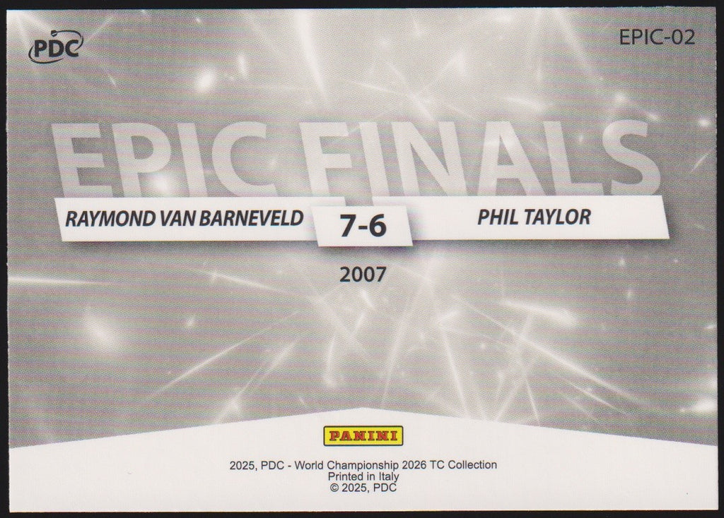 Panini PDC World Raymond van Barneveld & Phil Taylor Refractor Parallel – Bild 2