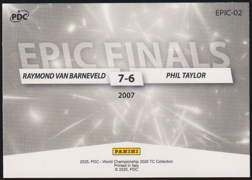 Panini PDC World Raymond van Barneveld & Phil Taylor Refractor Parallel – Bild 2