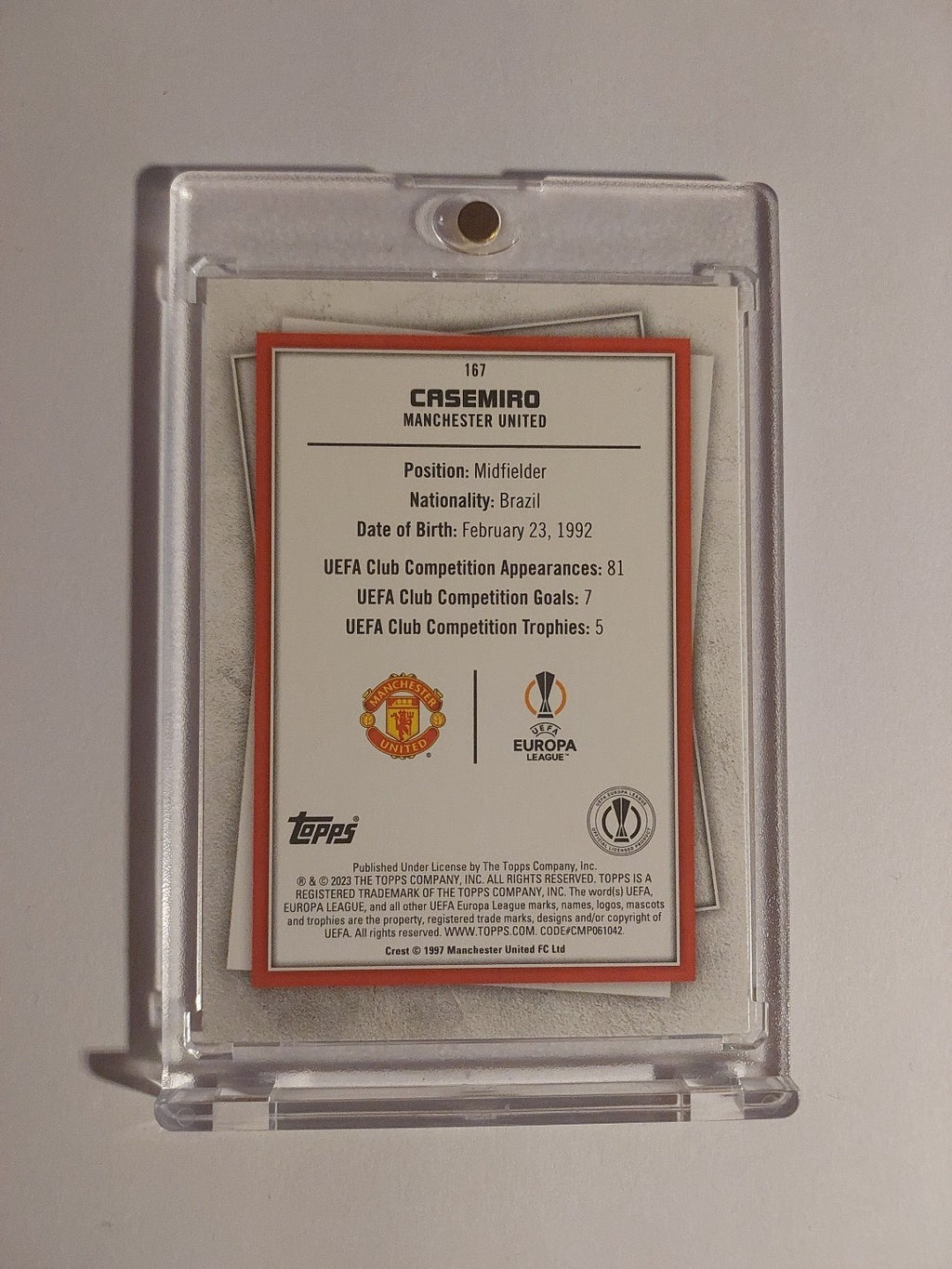 Topps UCC 2022-23 Casemiro Manchester United Limited Edition Parallel – Bild 2