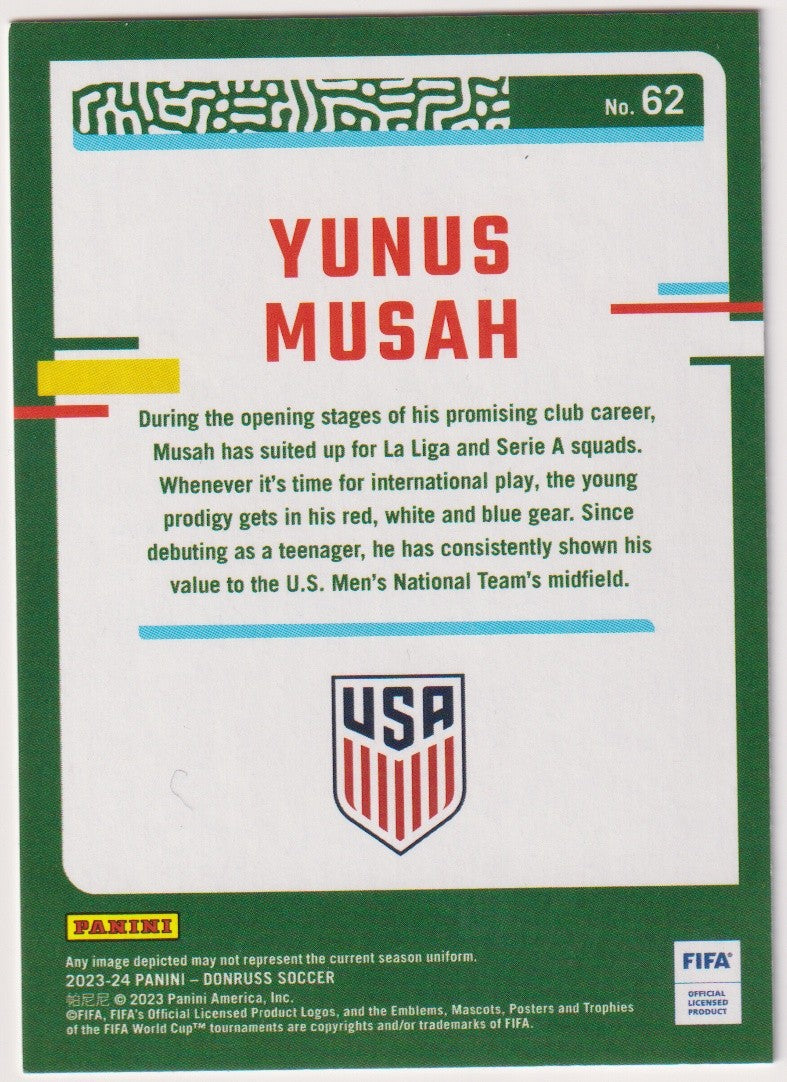 Panini 2023-24 - Donruss Soccer Yunus Musah United States Parallel Rare – Bild 2