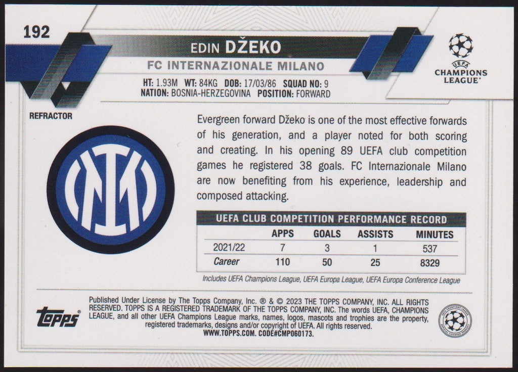 Topps Chrome 2022-23 Edin Džeko FC Internazionale Milano Parallel Refractor – Bild 2