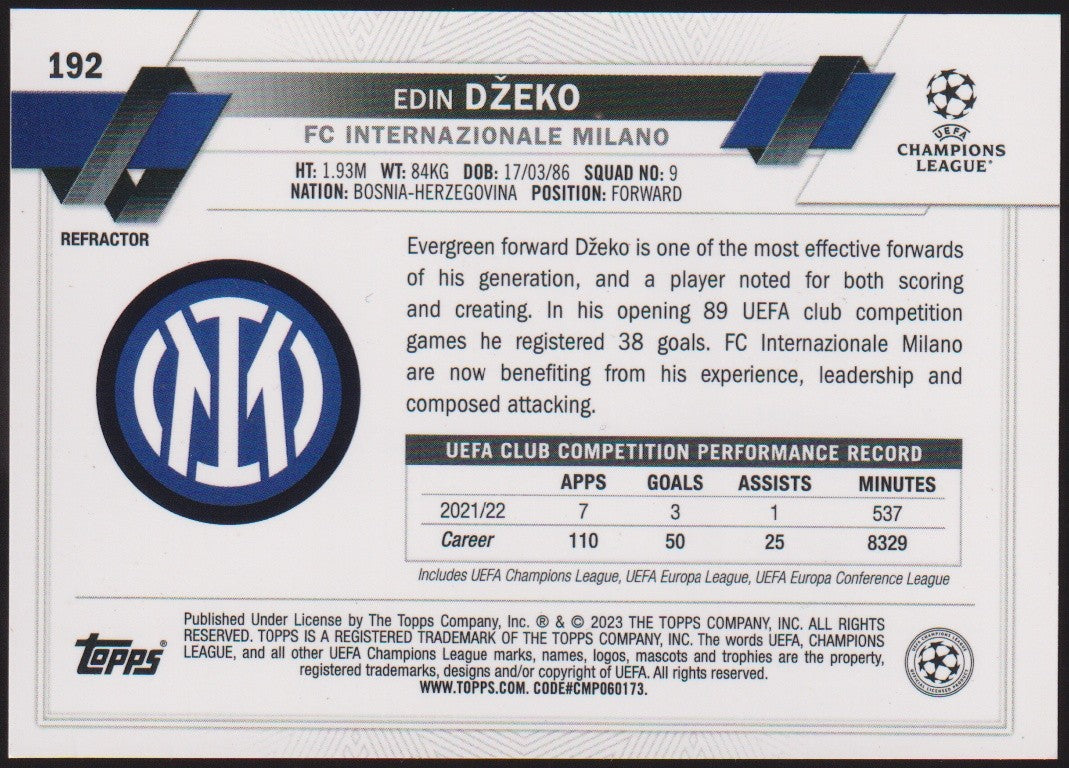 Topps Chrome 2022-23 Edin Džeko FC Internazionale Milano Parallel Refractor – Bild 2