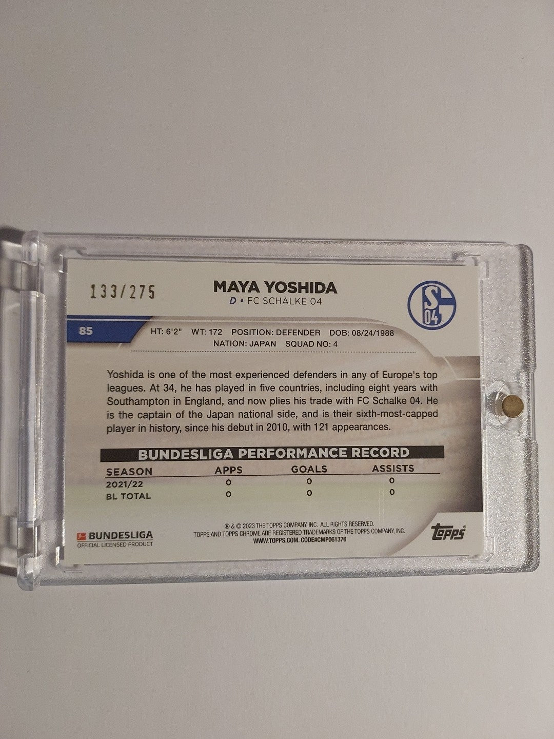 Topps Bundesliga 2022-23 Maya Yoshida Schalke 04 Nummeriert 133/275 Parallel – Bild 2