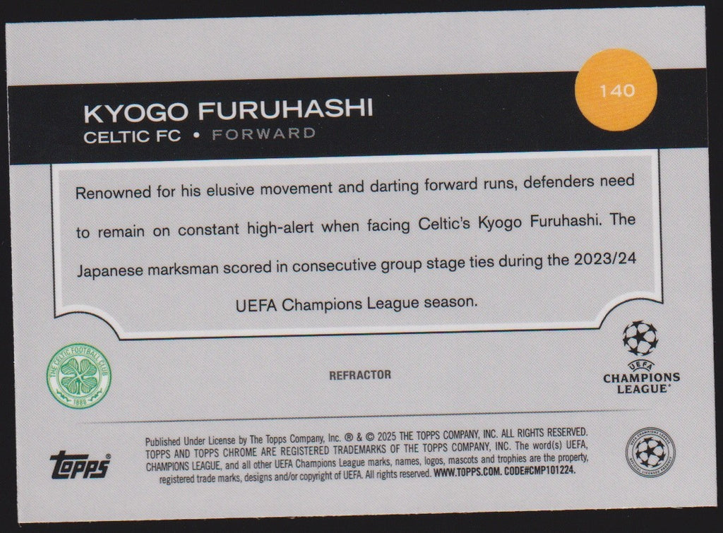 Topps Chrome 2023-24 Kyogo Furuhashi Celtic FC Parallel Refractor – Bild 2